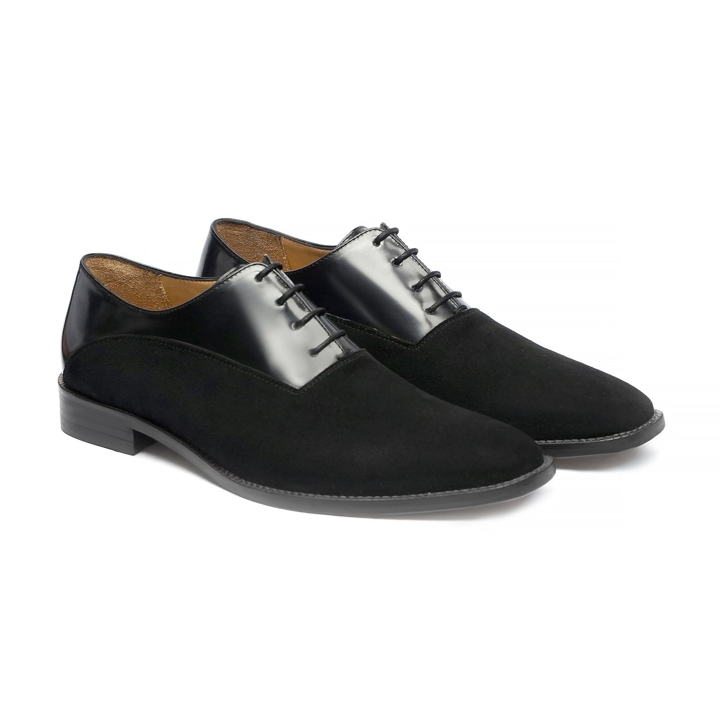 noirtide Handmade, Custom Men's Black Calf and Kid Suede Oxford