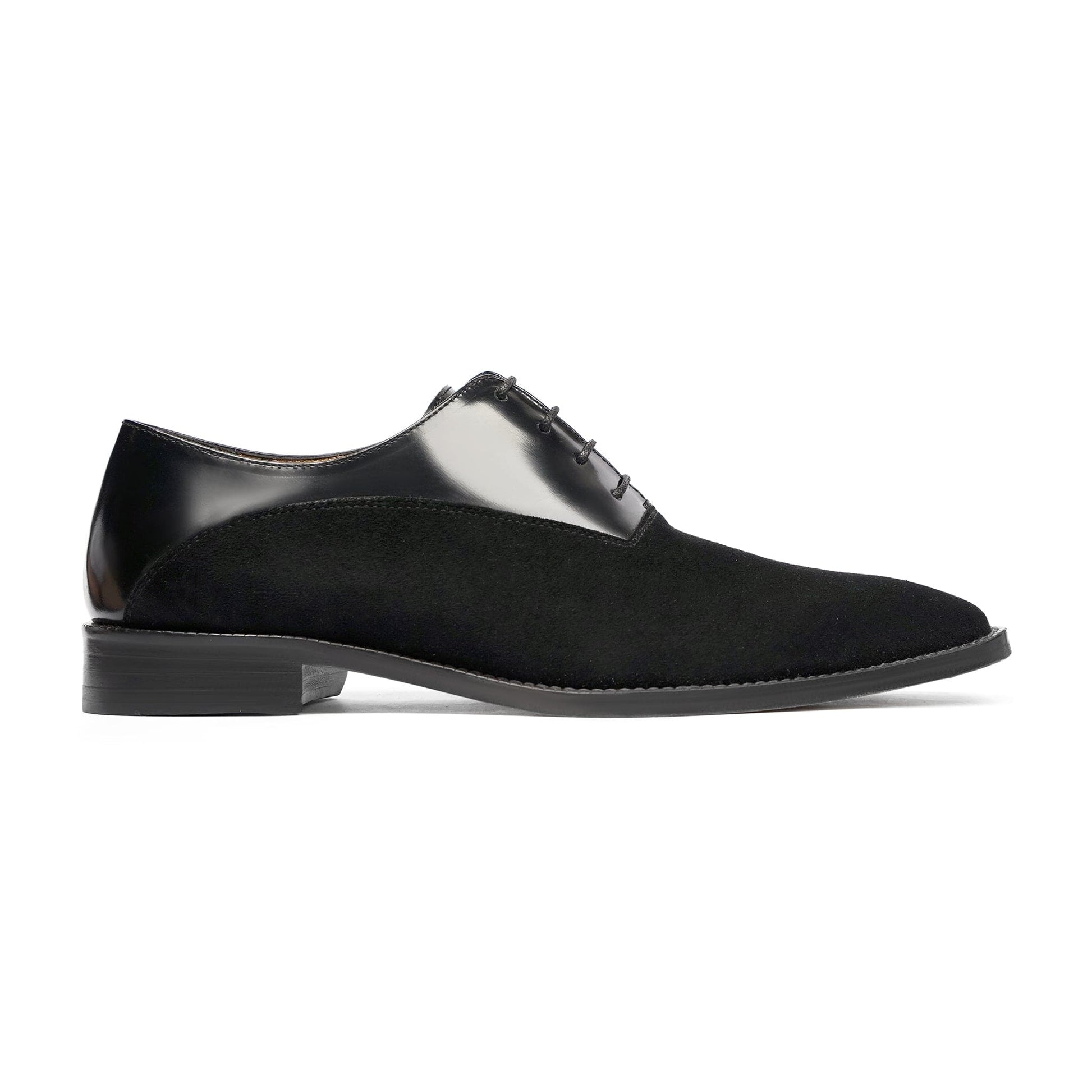 noirtide Handmade, Custom Men's Black Calf and Kid Suede Oxford