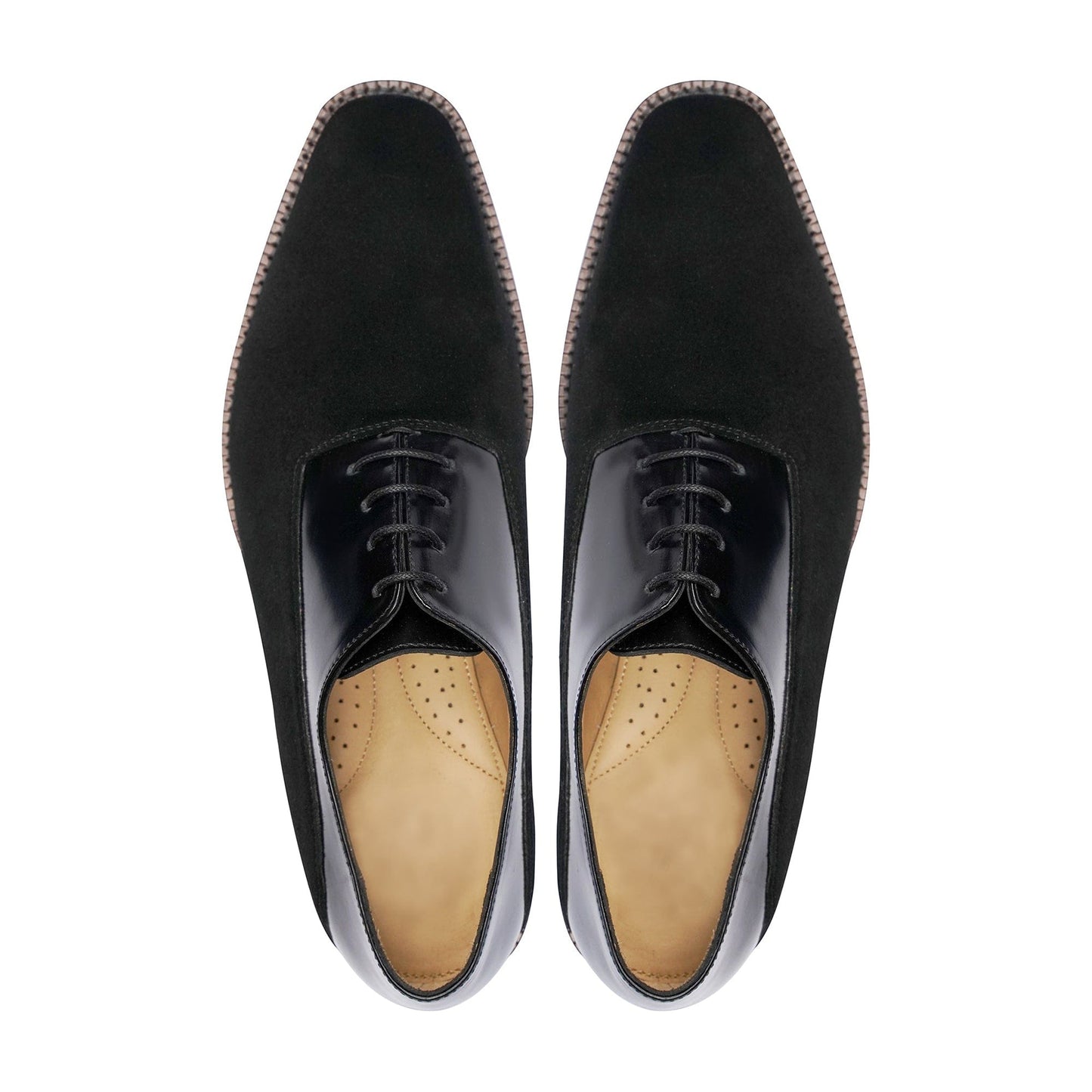 noirtide Handmade, Custom Men's Black Calf and Kid Suede Oxford