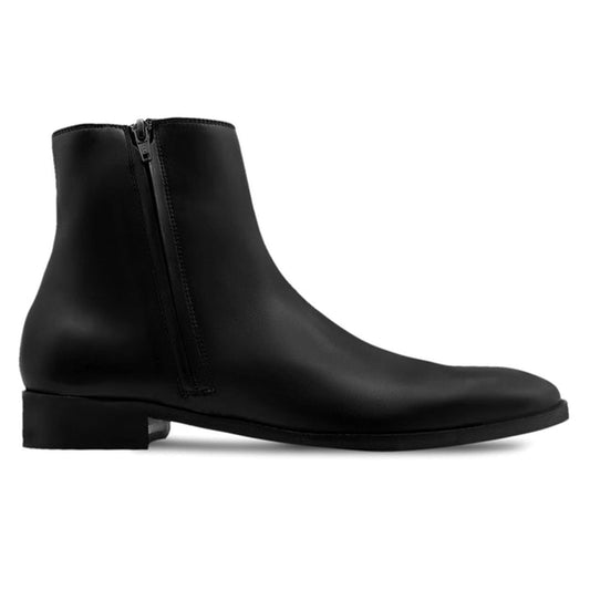 noirtide Handmade Custom Men's Black Calf Leather Chelsea Boot