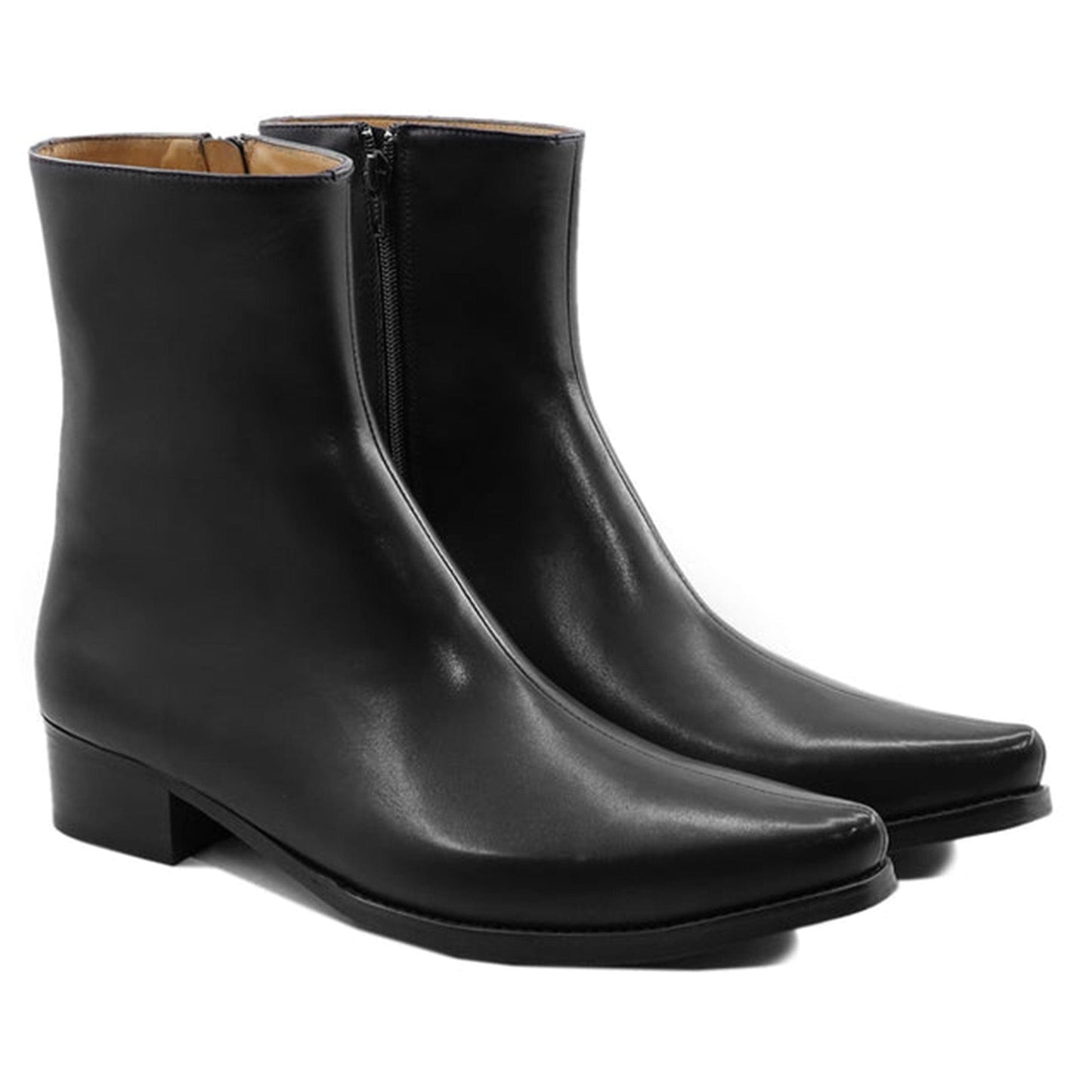 noirtide Handmade Custom Men's Black Calf Leather Chelsea Boot