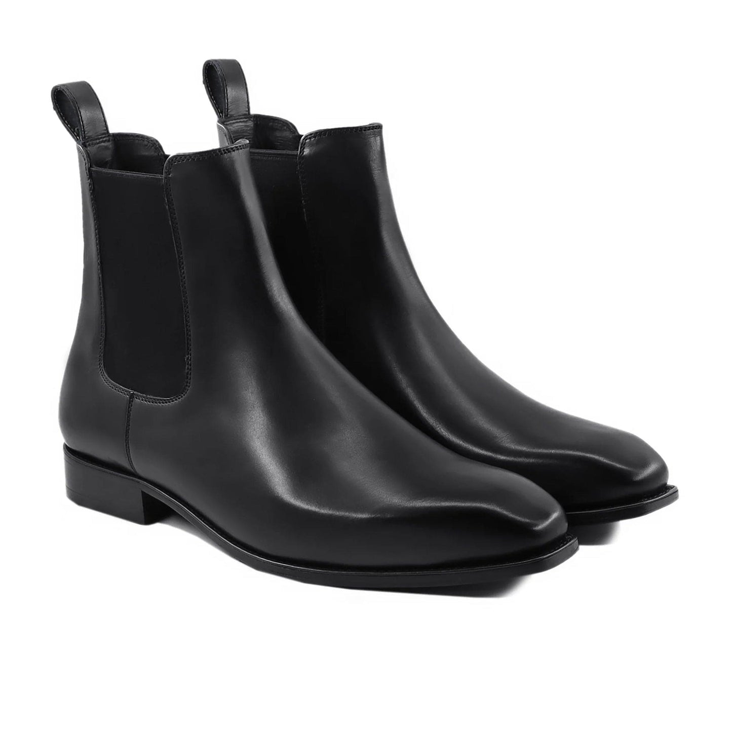 noirtide Handmade Custom Men's Black Calf Leather Chelsea Boot