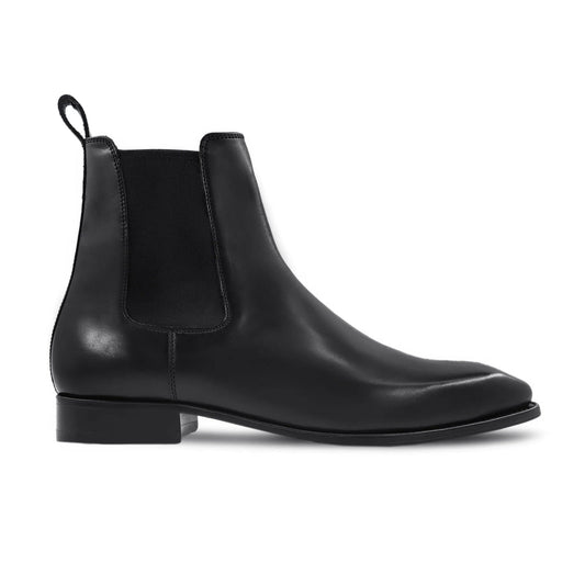 noirtide Handmade Custom Men's Black Calf Leather Chelsea Boot