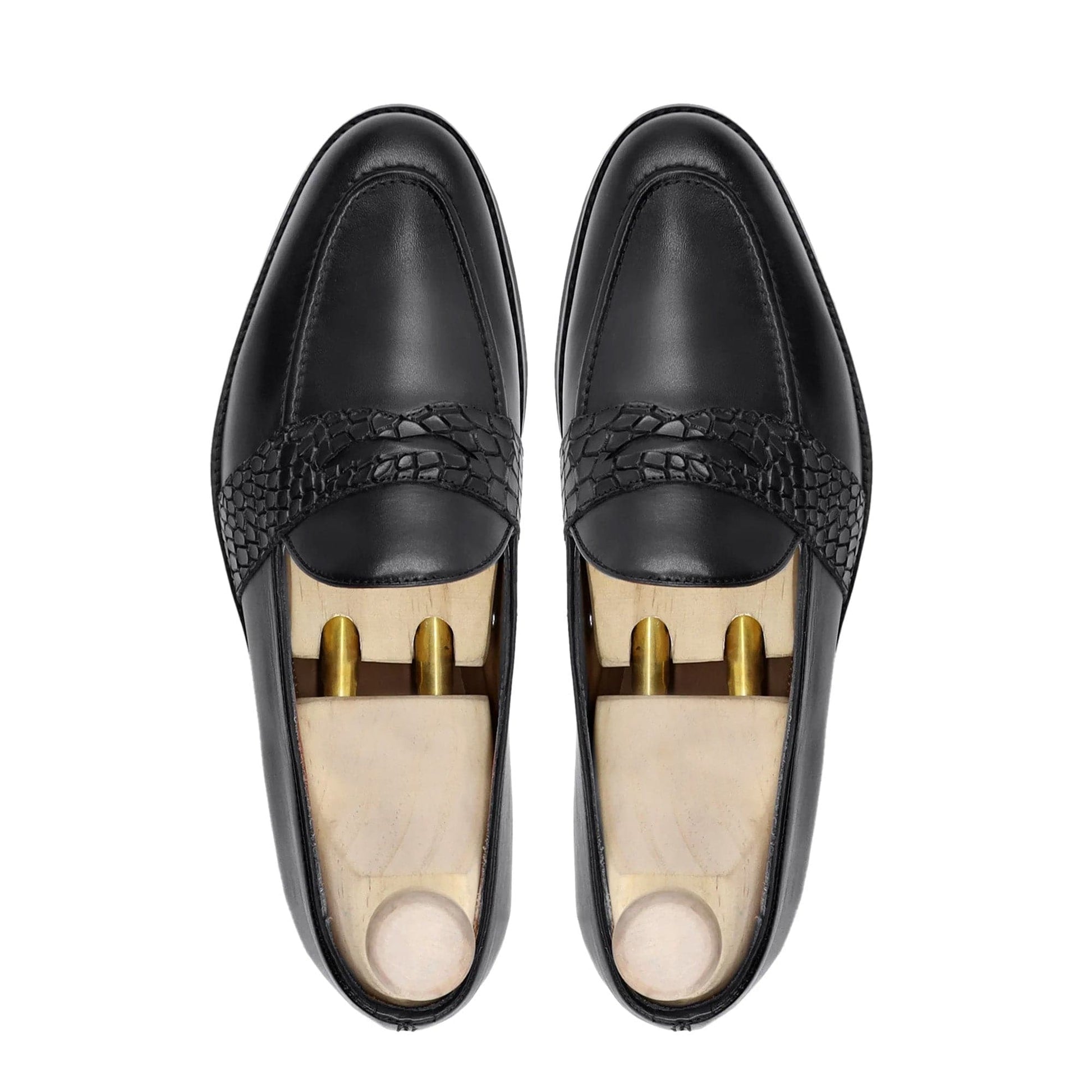 noirtide Handmade, Custom Men's Black Calf Leather Loafer