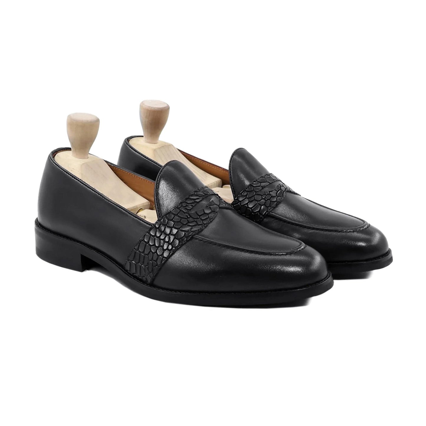 noirtide Handmade, Custom Men's Black Calf Leather Loafer