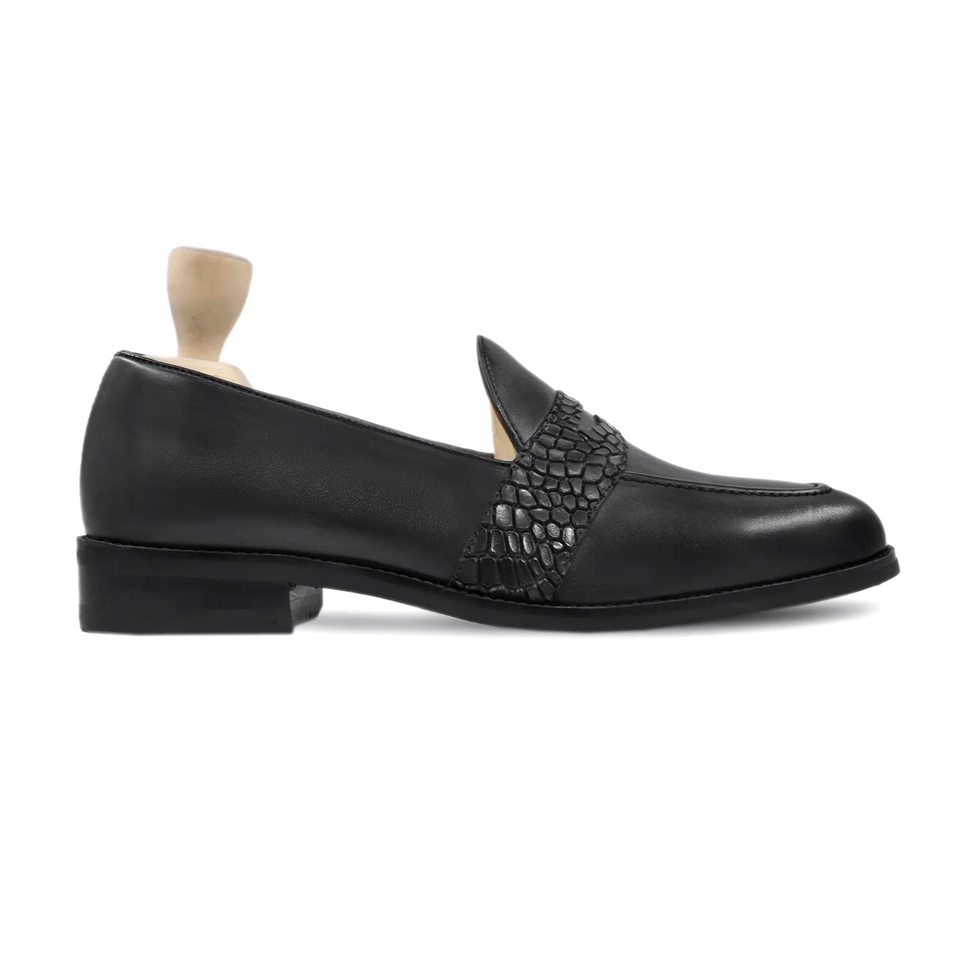 noirtide Handmade, Custom Men's Black Calf Leather Loafer