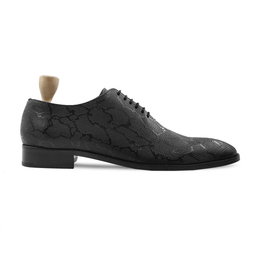 noirtide Handmade, Custom Men's Black Calf Leather Wholecut Shoe