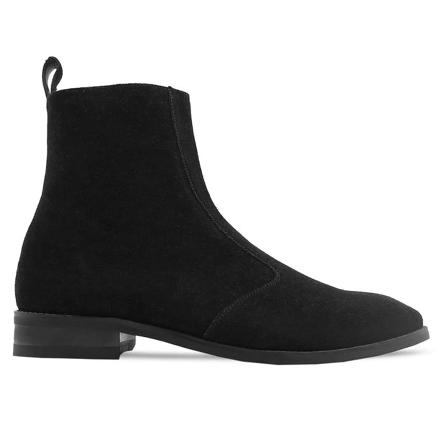 noirtide Handmade Custom Men's Black Kid Suede Chelsea Boot