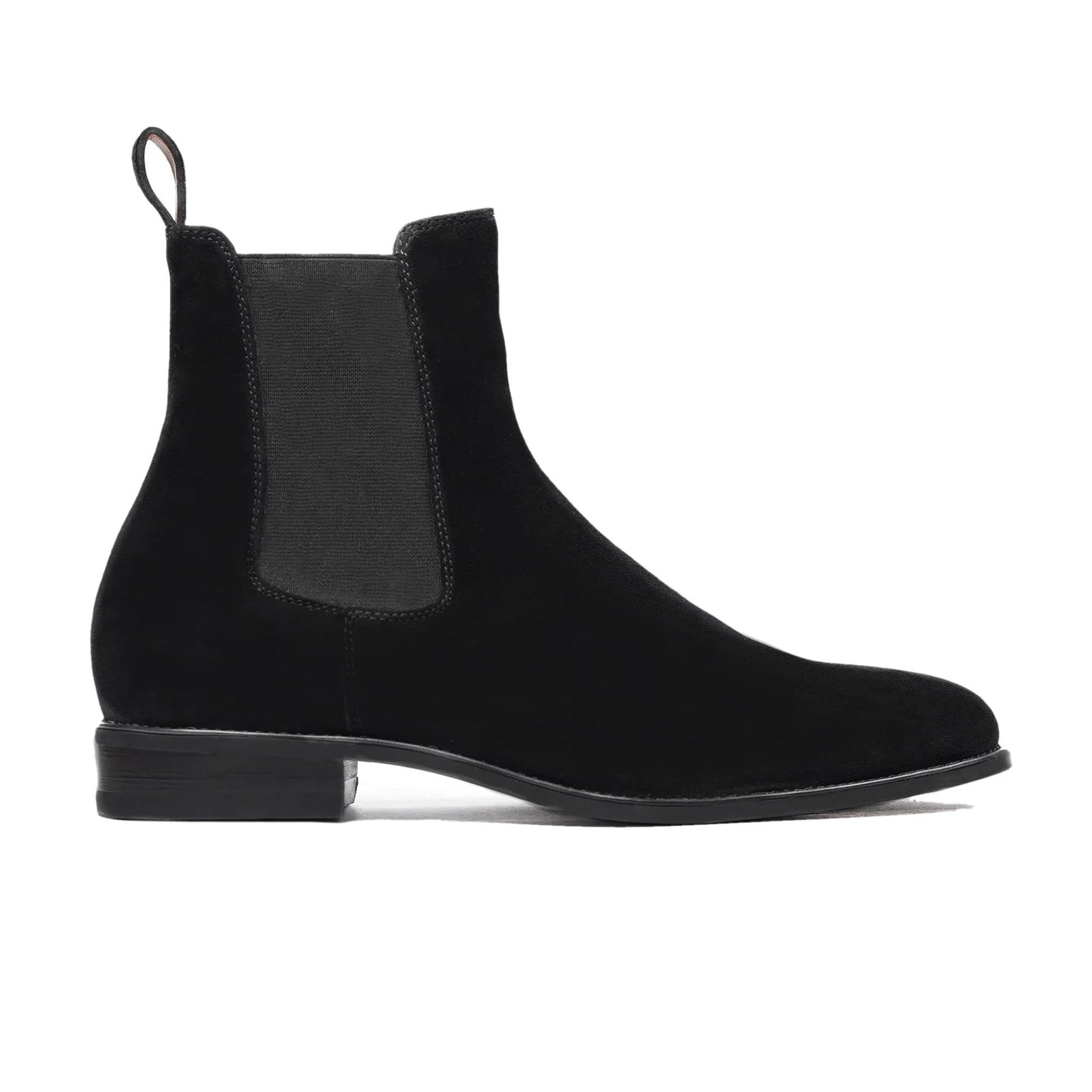 noirtide Handmade Custom Men's Black Kid Suede Chelsea Boot