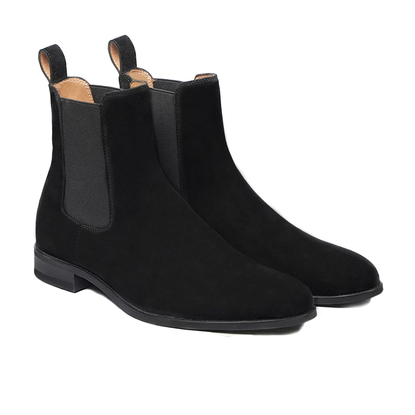 noirtide Handmade Custom Men's Black Kid Suede Chelsea Boot