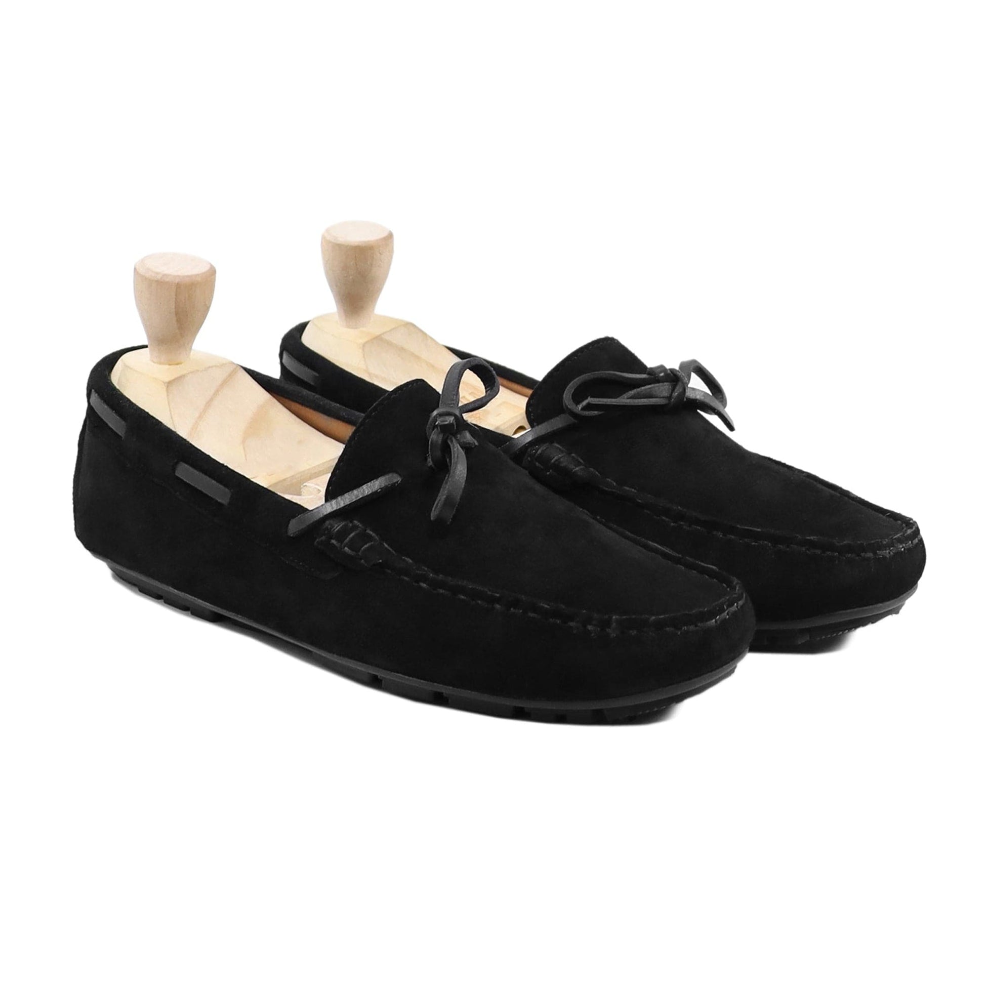 noirtide Men Loafers Handmade, Custom Men's Black Kid Suede Loafer Shoe