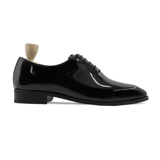 noirtide Handmade, Custom Men's Black Patent Leather Wholecut Shoe