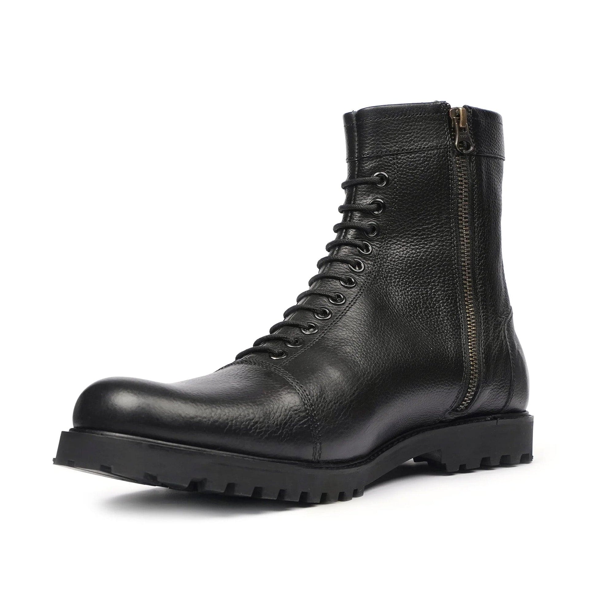 noirtide Handmade Custom Men's Black Pebble Grain Leather Boot