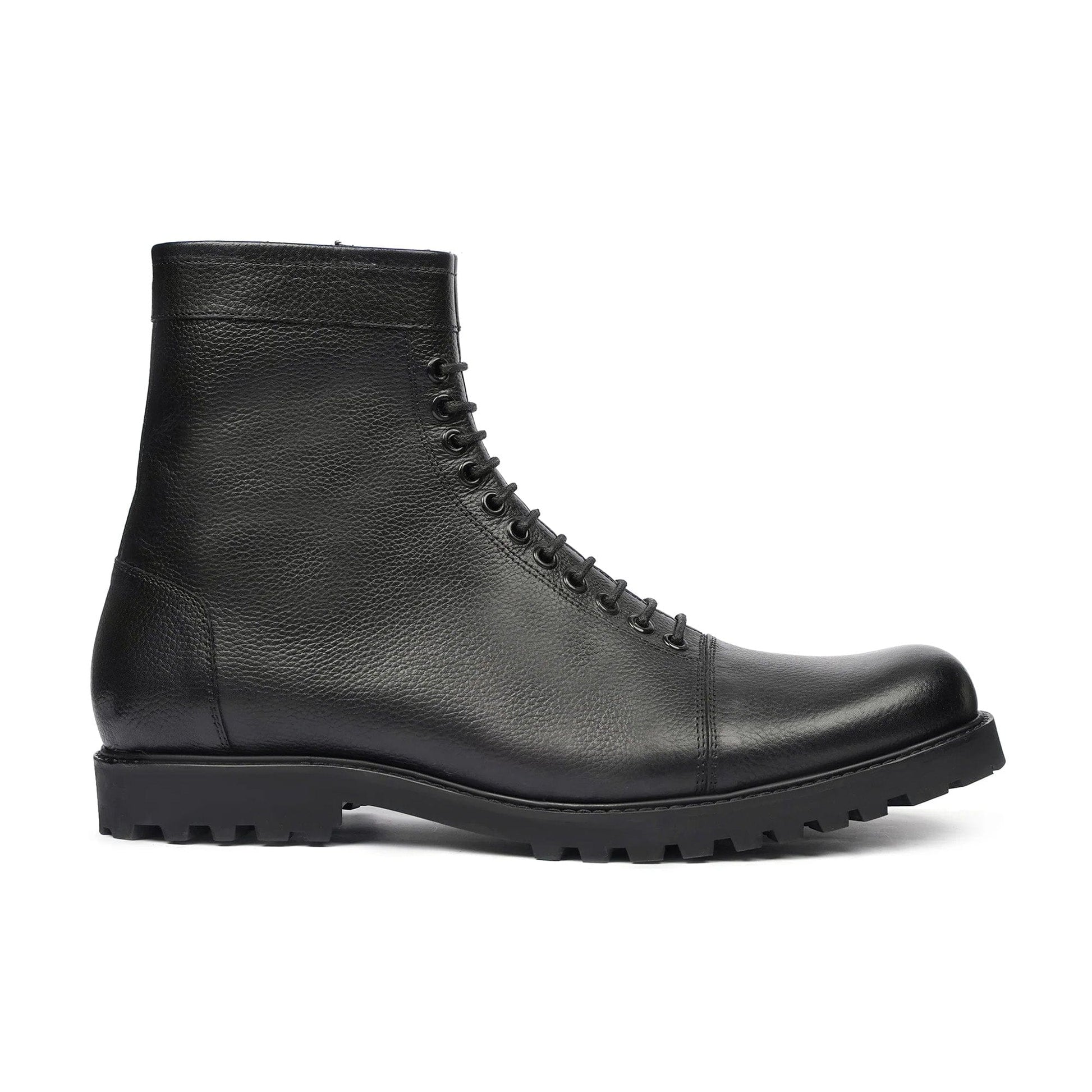 noirtide Handmade Custom Men's Black Pebble Grain Leather Boot