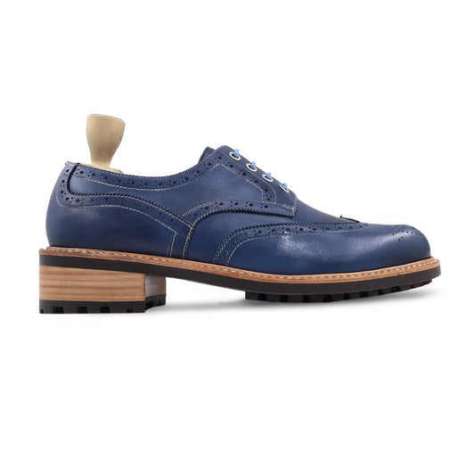 noirtide Handmade, Custom Men's Blue Calf Leather Derby Shoe