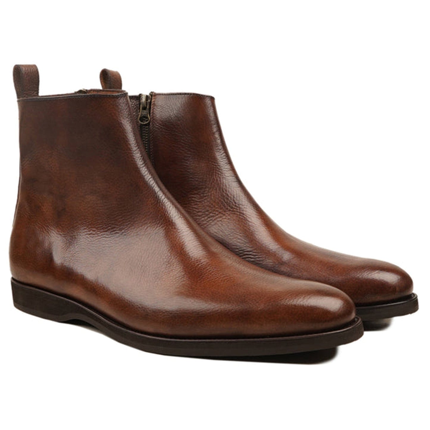 noirtide Handmade Custom Men's Brown Pebble Grain Chelsea Boot