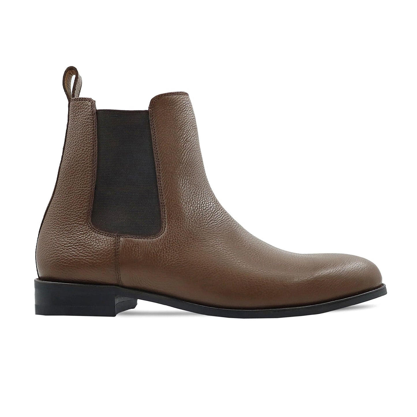 noirtide Handmade Custom Men's Brown Pebble Grain Chelsea Boot