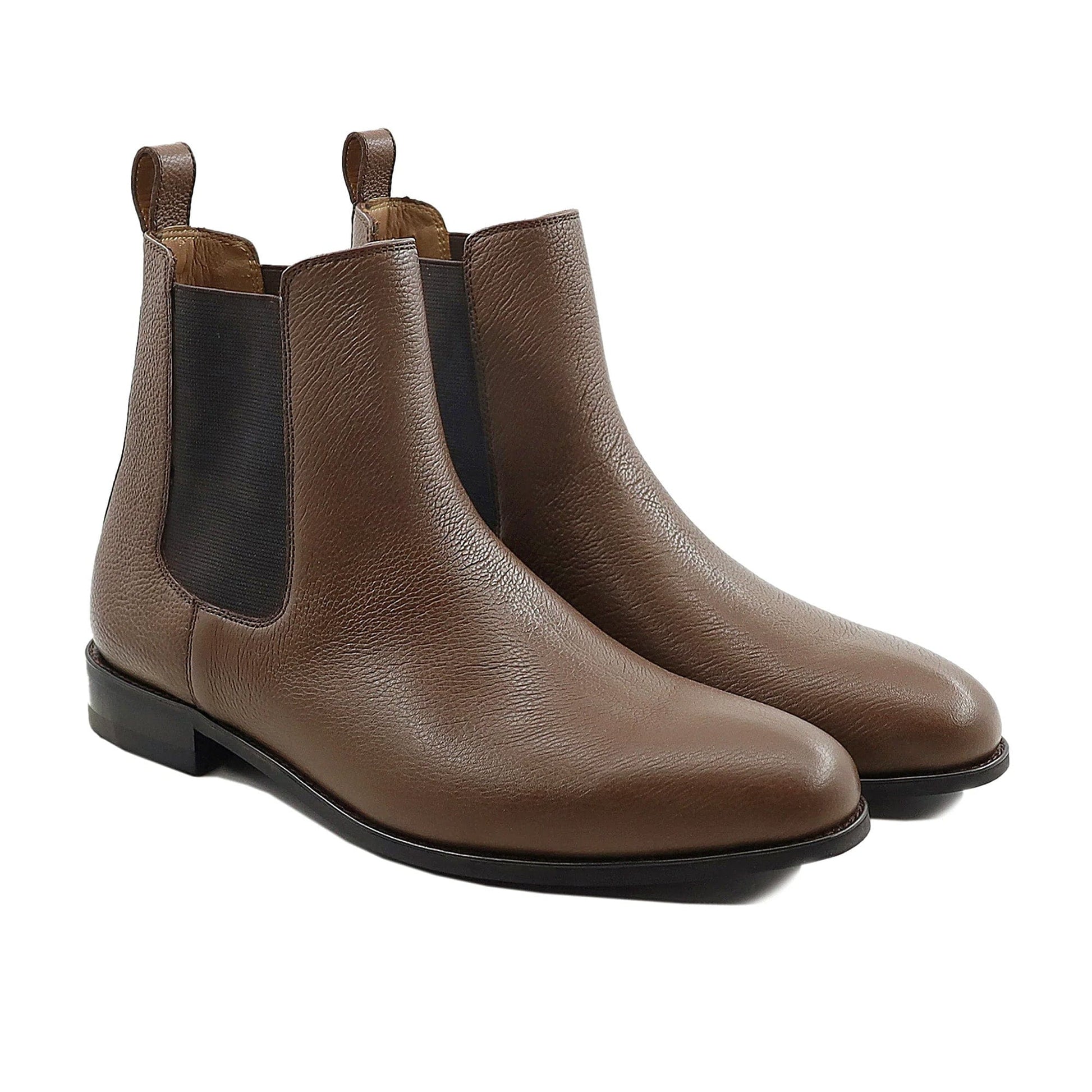 noirtide Handmade Custom Men's Brown Pebble Grain Chelsea Boot