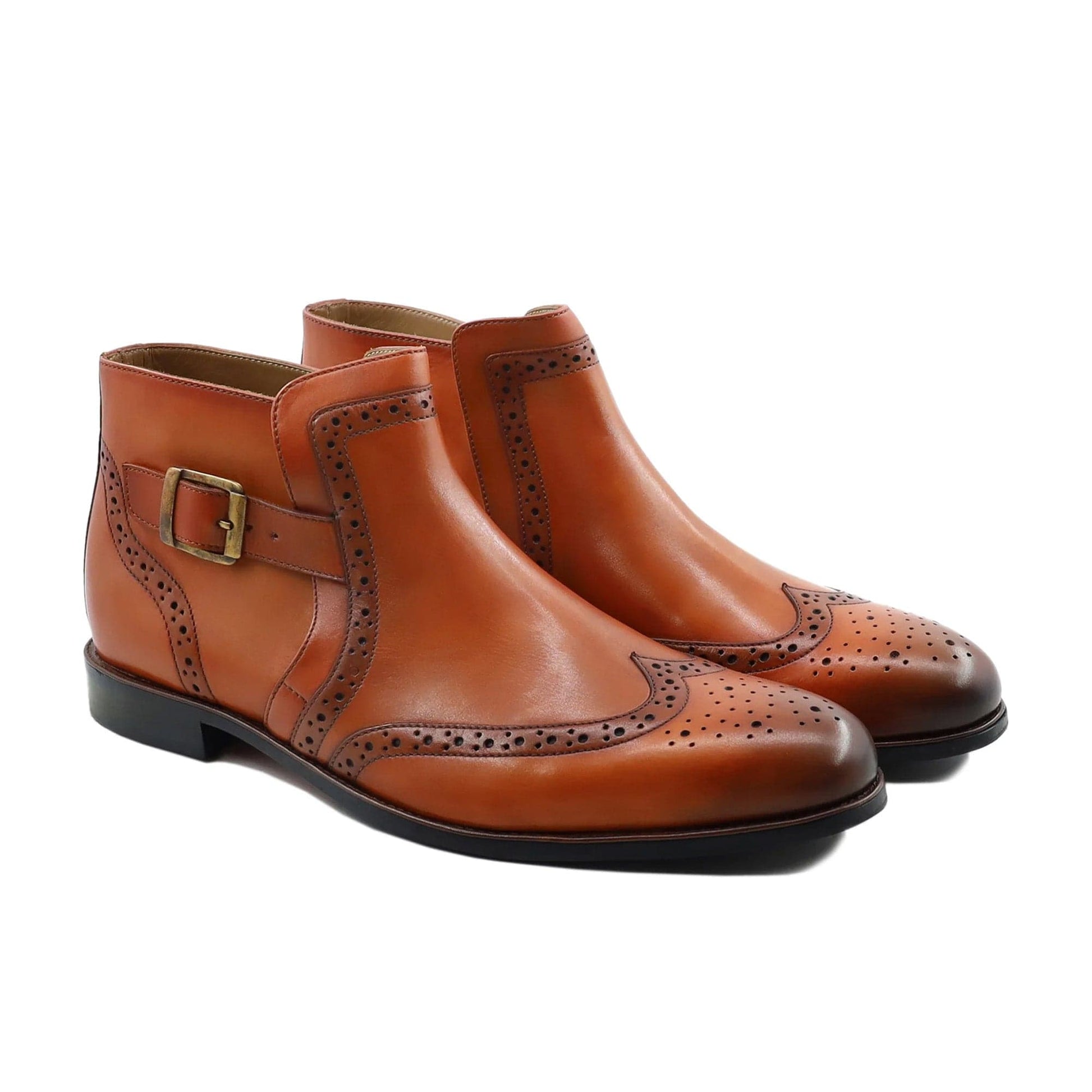 noirtide Handmade Custom Men's Burnish Tan Calf Leather Jodhpur