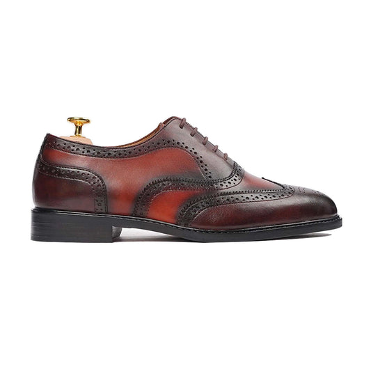 noirtide Handmade, Custom Men's Burnished Oxblood Calf Leather Oxford Shoes