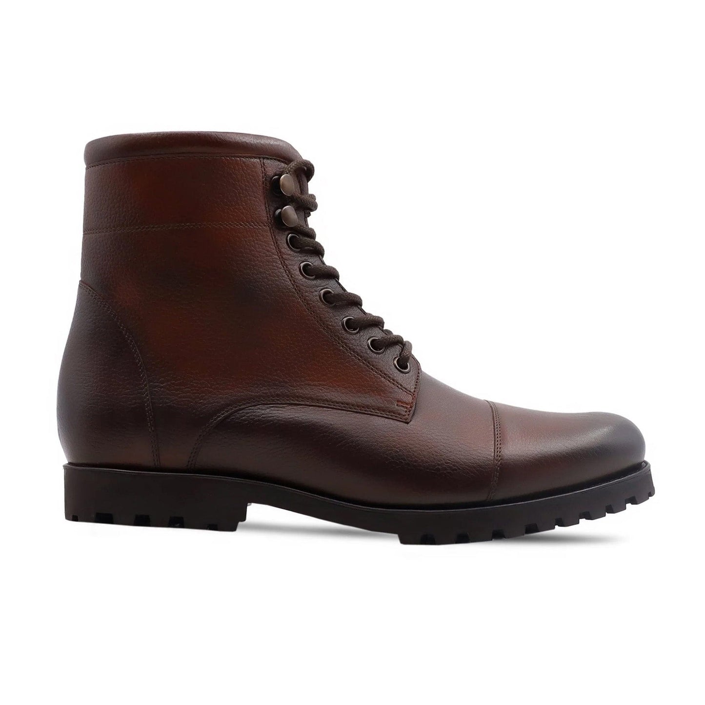 noirtide Handmade Custom Men's Burnished Oxblood Pebble Grain Leather Boot