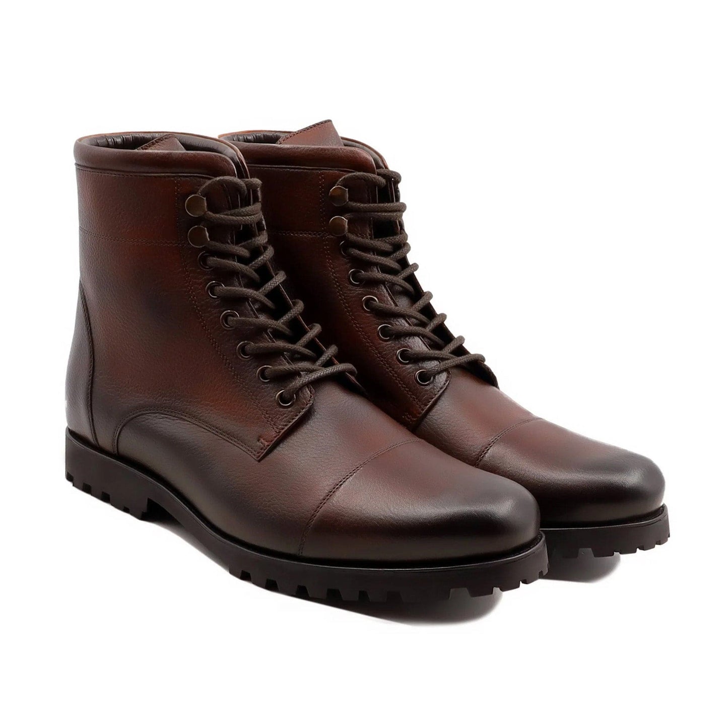 noirtide Handmade Custom Men's Burnished Oxblood Pebble Grain Leather Boot