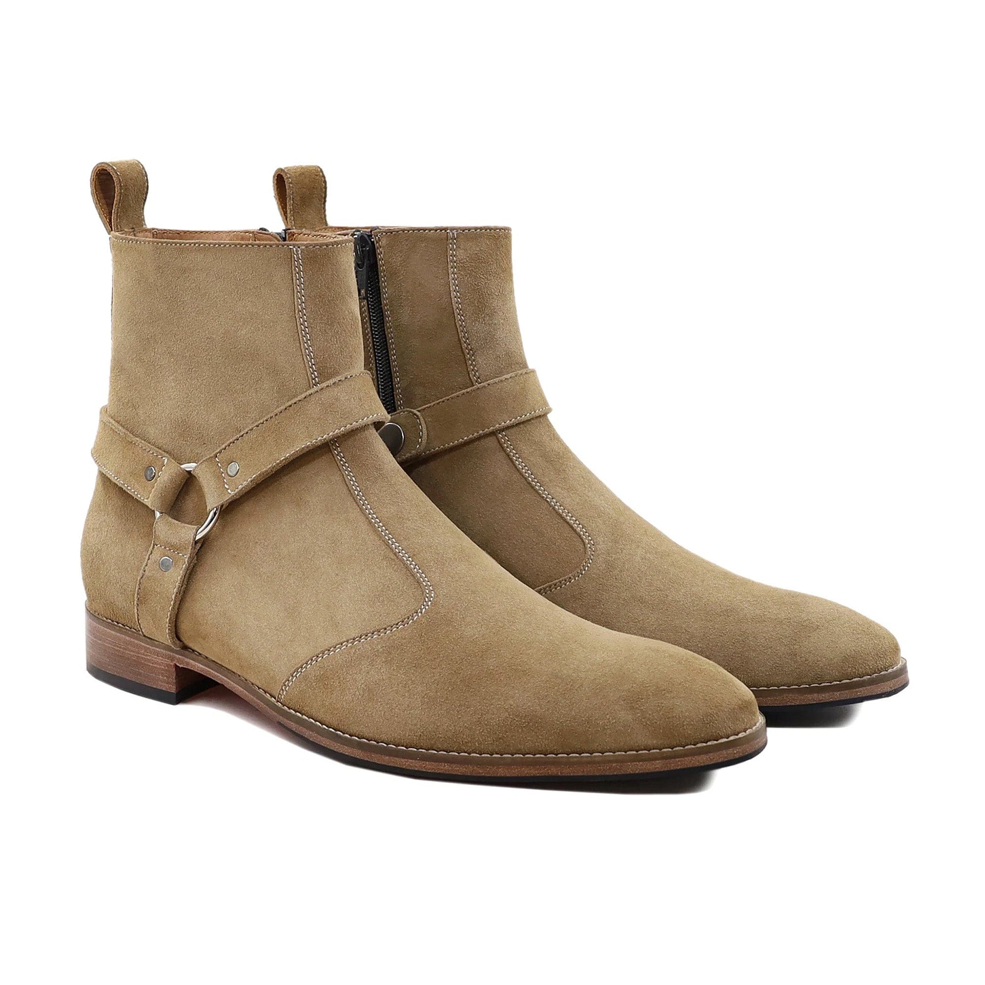 noirtide Handmade Custom Men's Camel Kid Suede Jodhpur Boot