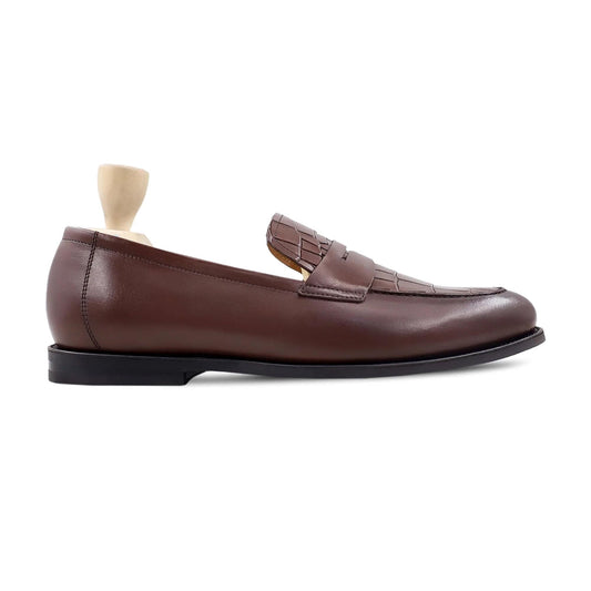 noirtide Handmade, Custom Men's Congo Brown Calf Leather Loafer