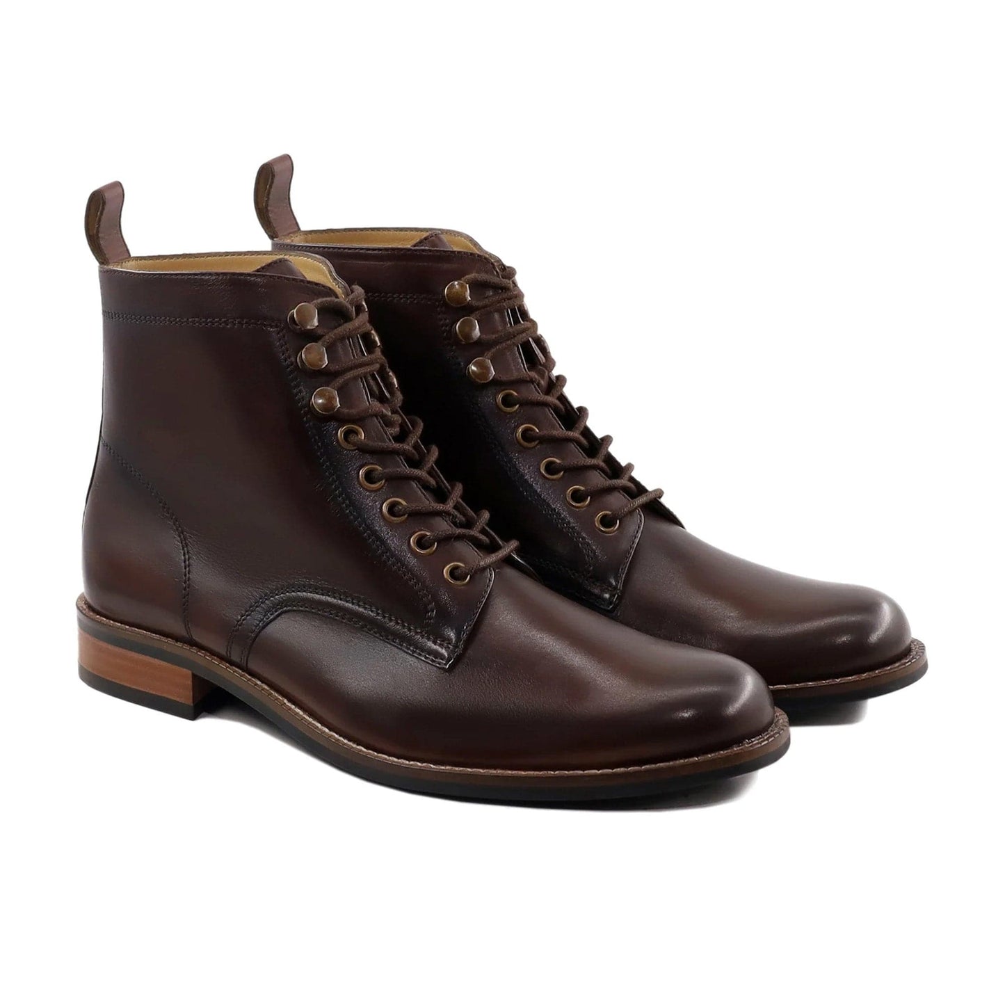 noirtide Handmade Custom Men's Dark Brown Calf Leather Boot