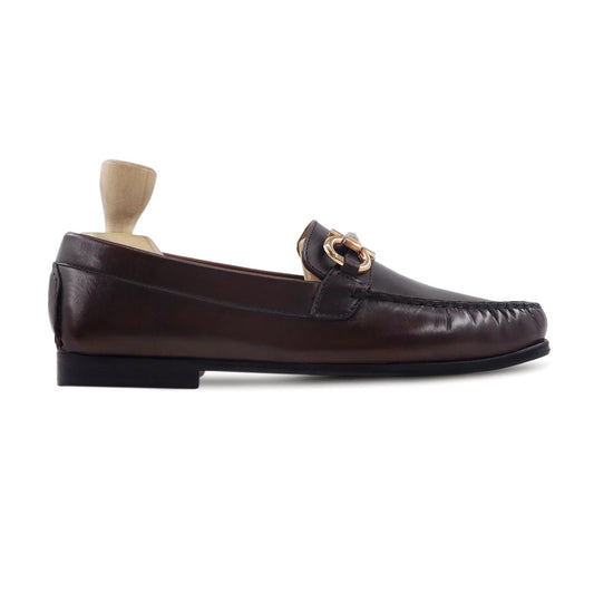 noirtide Handmade, Custom Men's Dark Brown Calf Leather Loafer