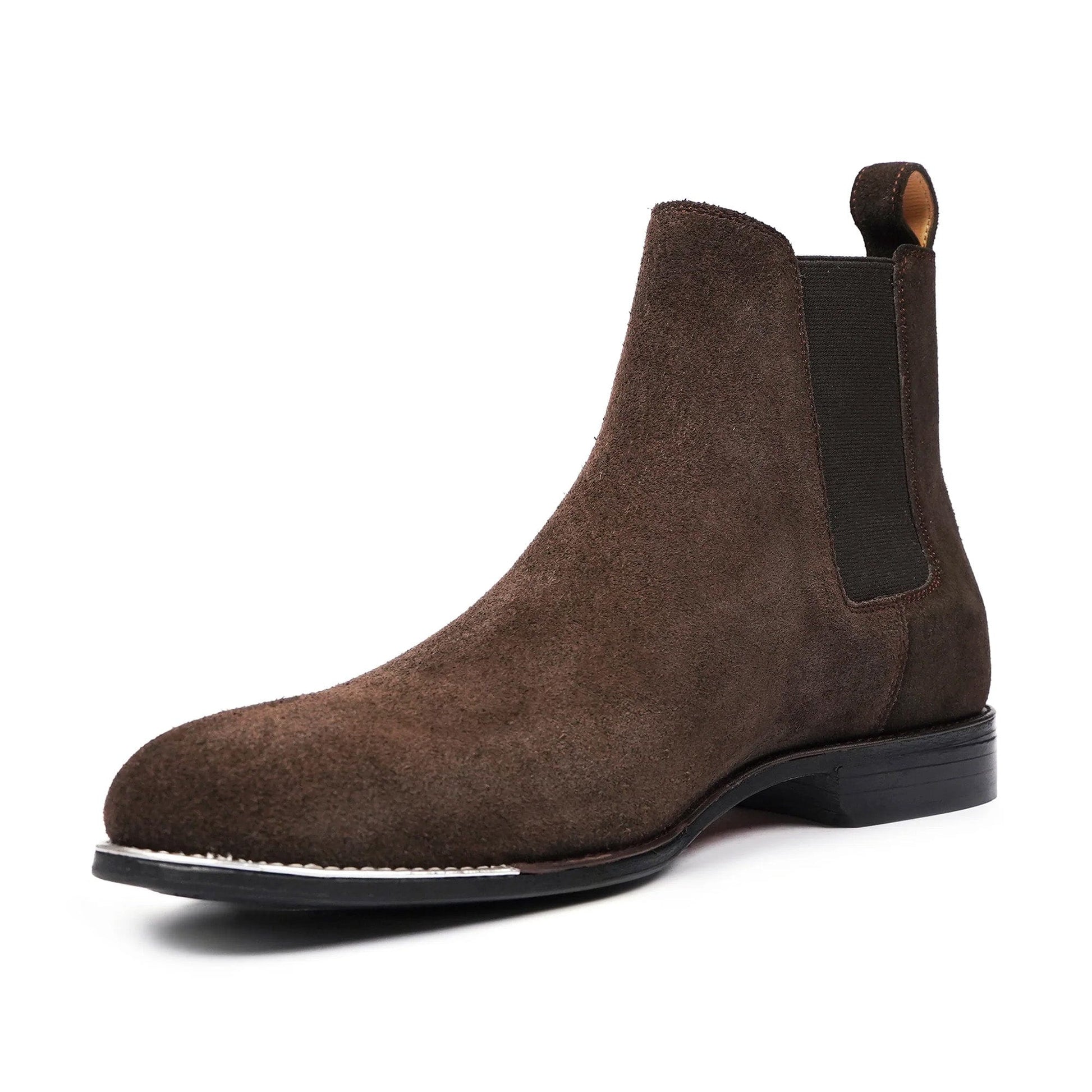 noirtide Handmade Custom Men's Dark Brown Kid Suede Chelsea Boot