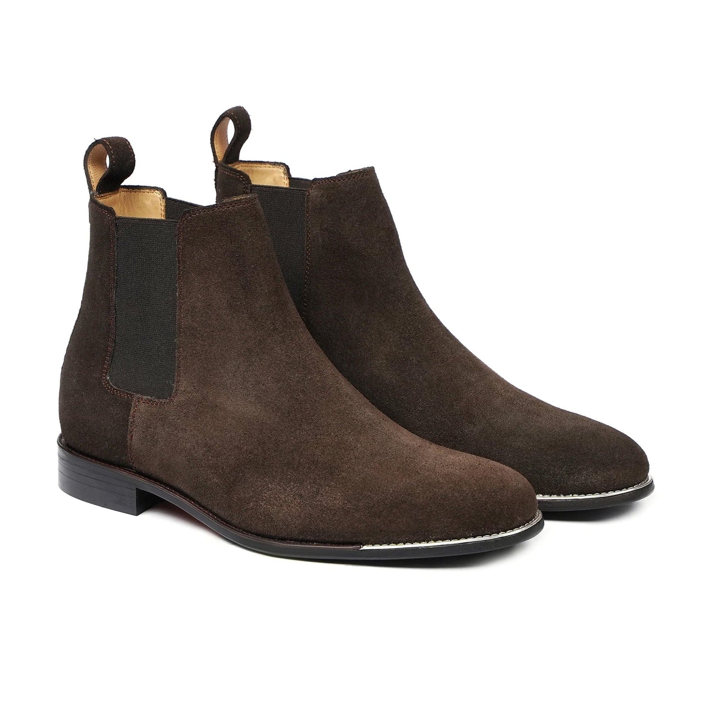 noirtide Handmade Custom Men's Dark Brown Kid Suede Chelsea Boot