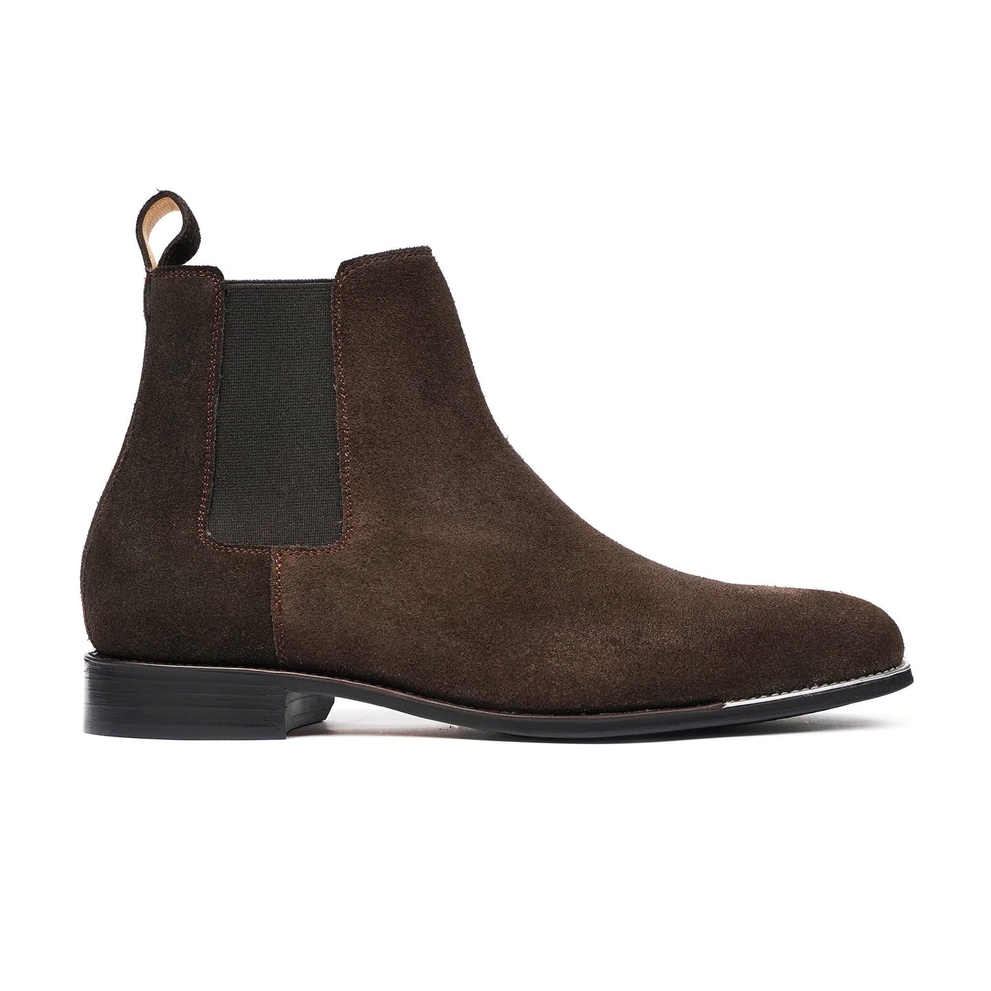 noirtide Handmade Custom Men's Dark Brown Kid Suede Chelsea Boot