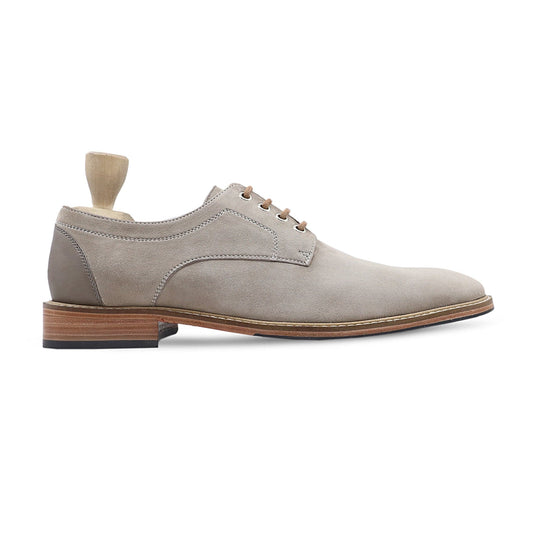 noirtide Men Shoes US 4.5 / Leather Handmade, Custom Men's Grey Kid Suede Derby Shoe