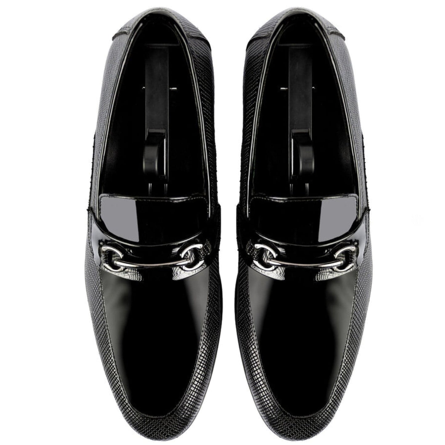 noirtide Handmade Custom Men's Gun Metal Glossed Loafers