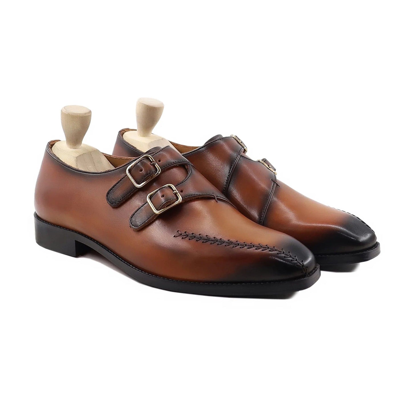 noirtide Handmade Custom Men's Leather Double Monkstrap Shoes