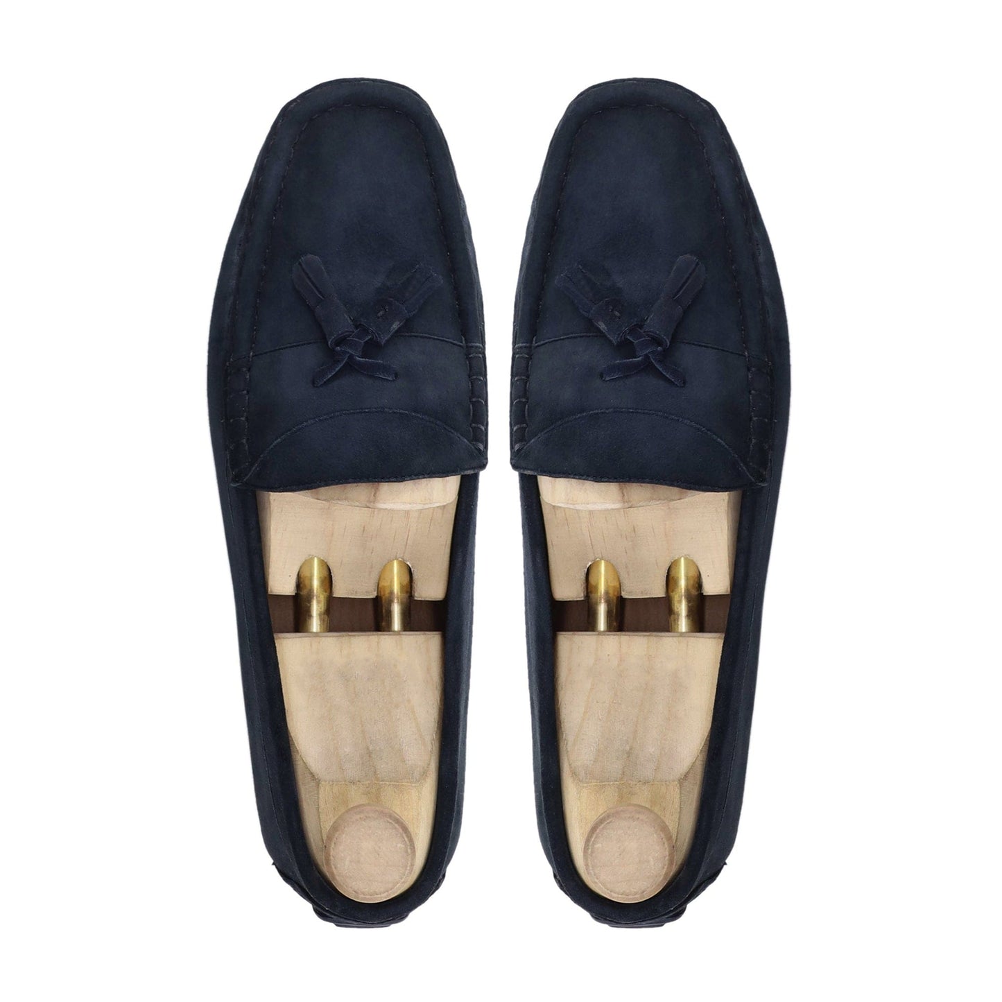 noirtide Men Loafers Handmade, Custom Men's Navy Blue Kid Suede Loafer Shoe