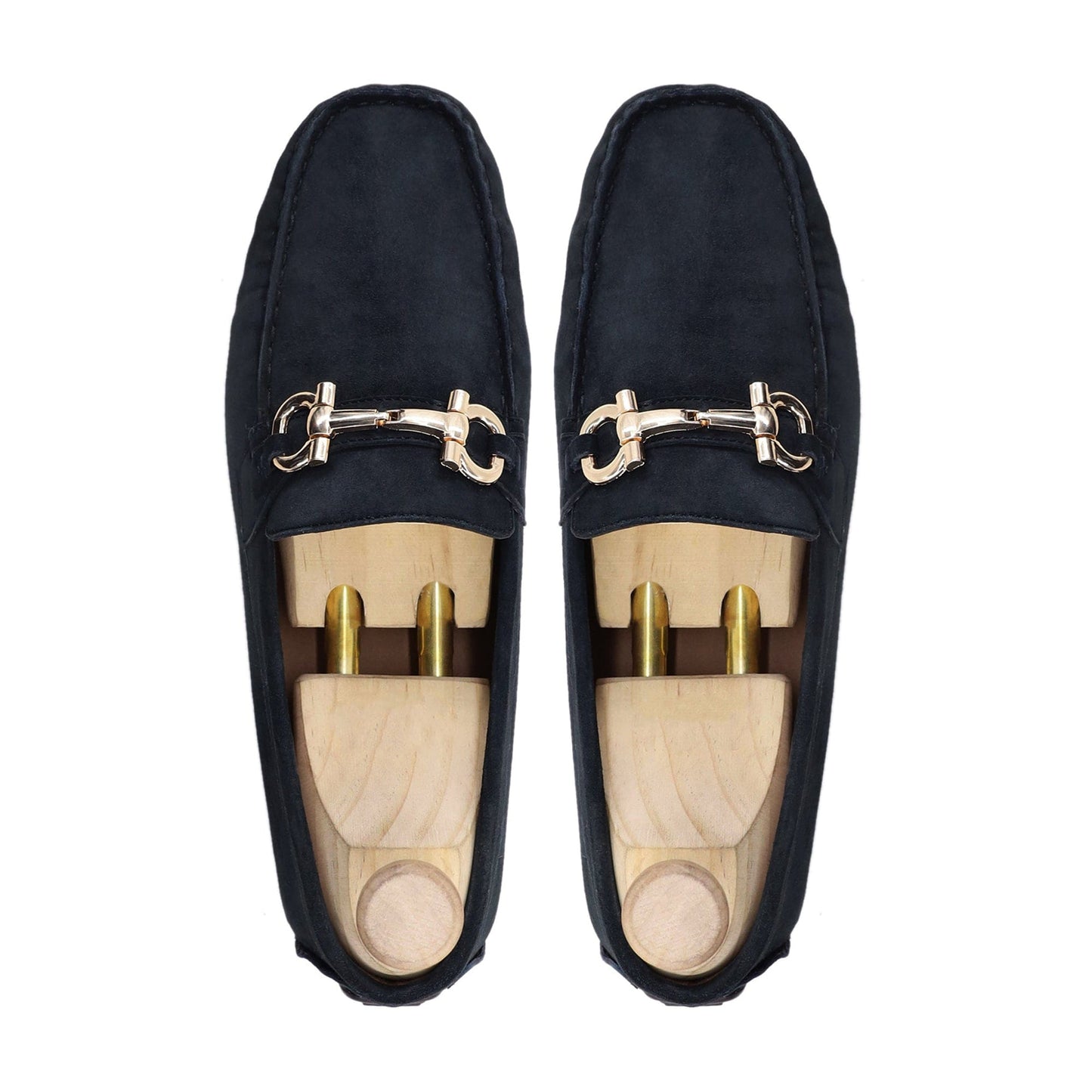 noirtide Men Loafers Handmade, Custom Men's Navy Blue Kid Suede Loafer Shoe