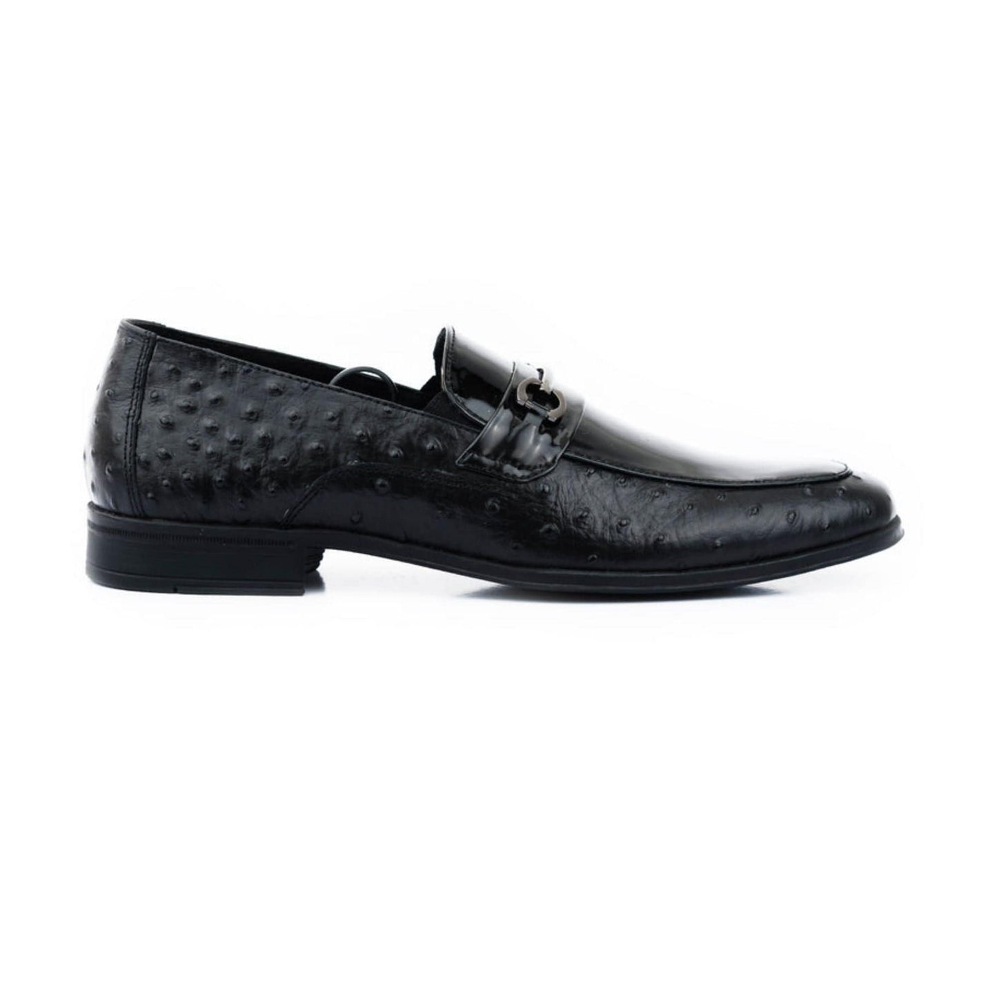 noirtide Handmade Custom Men's Ostrich Print Buckled Loafer