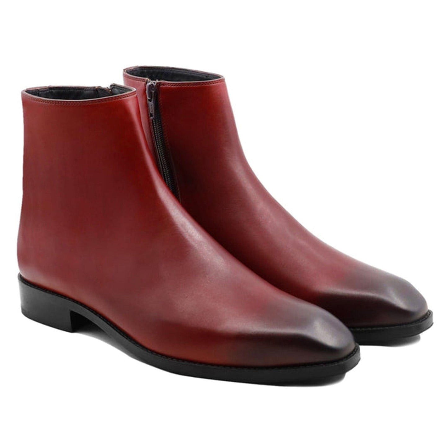 noirtide Handmade Custom Men's Oxblood Calf Leather Chelsea Boot