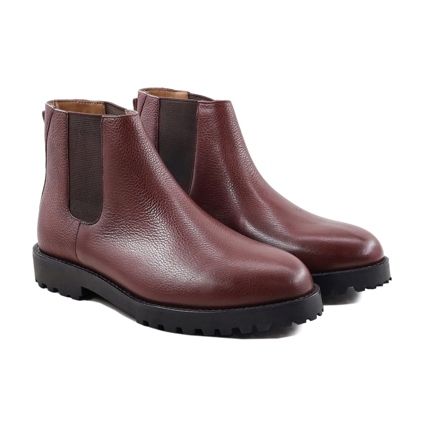 noirtide Handmade Custom Men's Oxblood Pebble Grain Leather Chelsea Boot