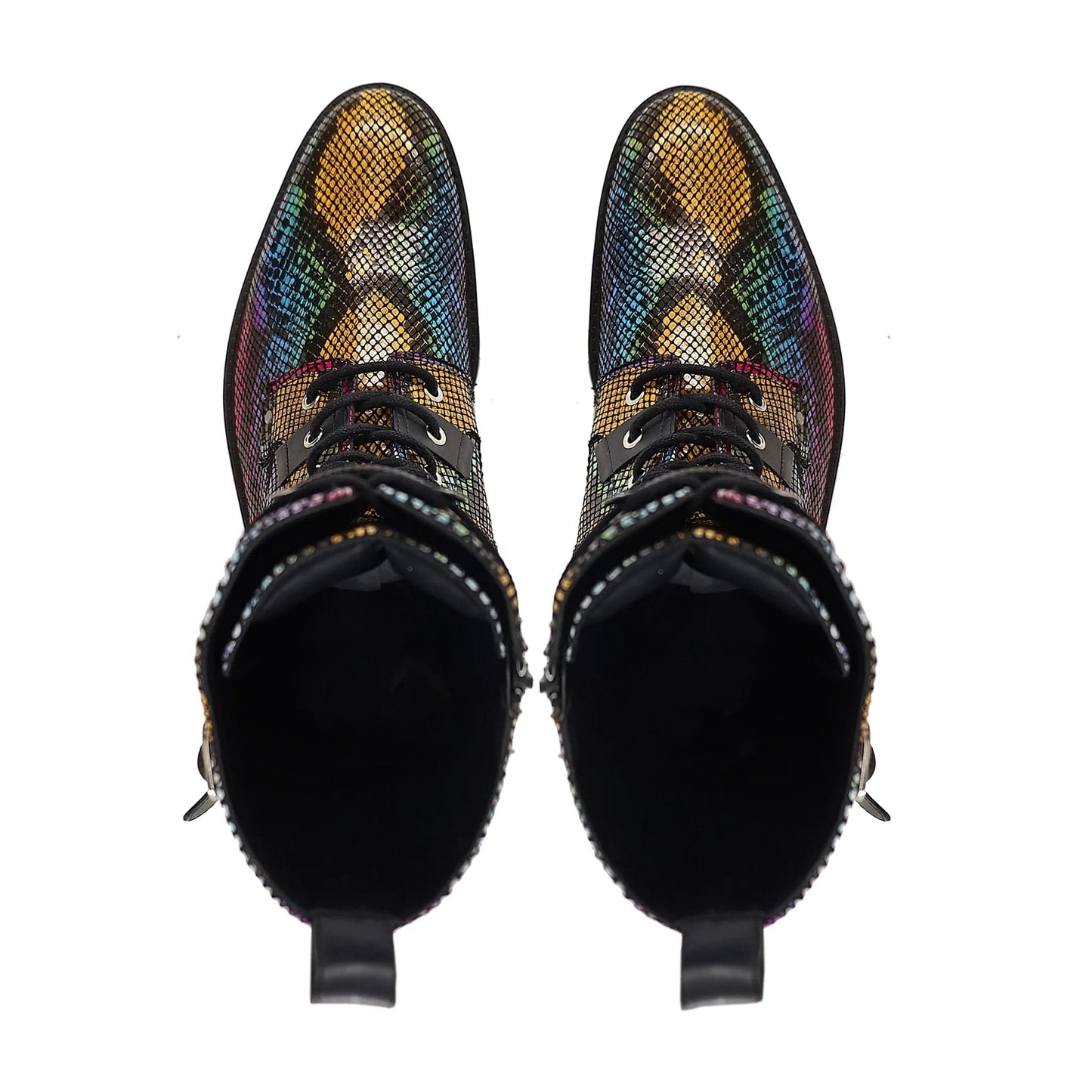 noirtide Handmade Custom Men's Rainbow Printed Leather Boot