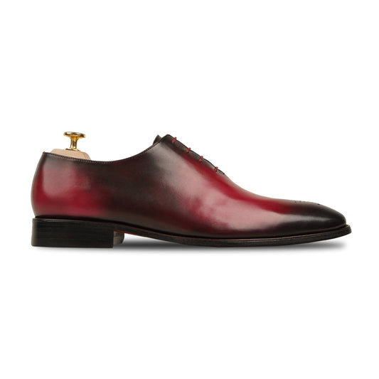 noirtide Men Shoes US 4.5 / Leather Handmade, Custom Men's Red Patina Calf Leather Wholecut Shoe