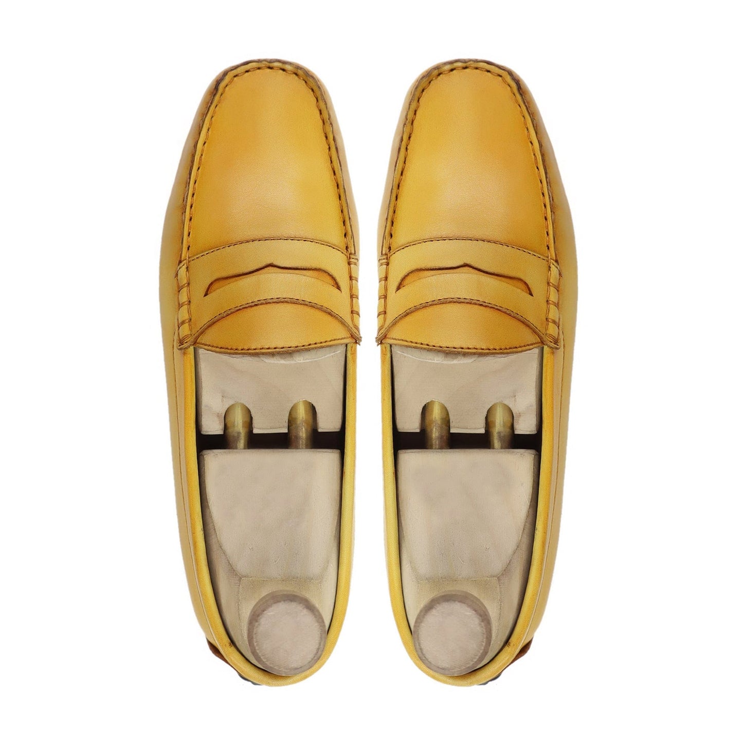 noirtide Men Loafers Handmade, Custom Men's Yellow Calf Leather Loafer Shoe