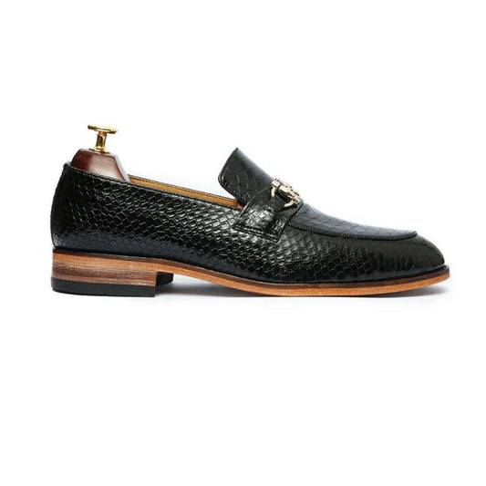 noirtide Handmade, Custom Men Snake Pattern Leather Loafer