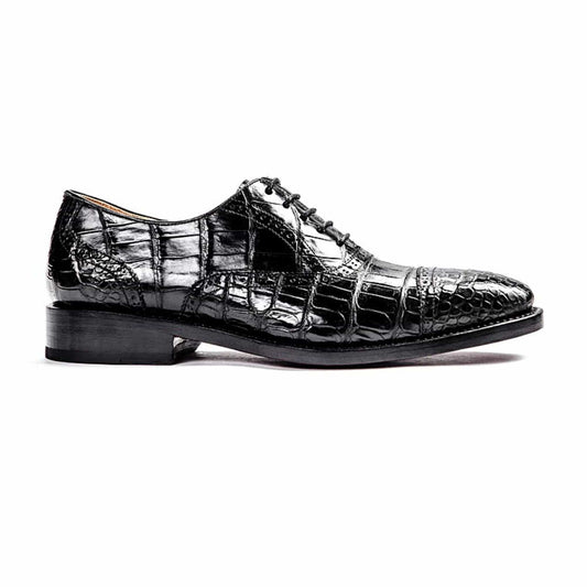 noirtide Handmade, Custom Men Whole Cut Crocodile Pattern Leather Shoes