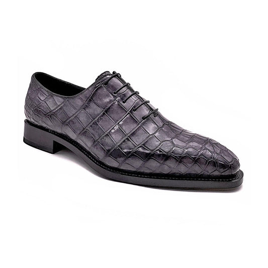 noirtide Handmade, Custom Men Whole Cut Crocodile Pattern Leather Shoes