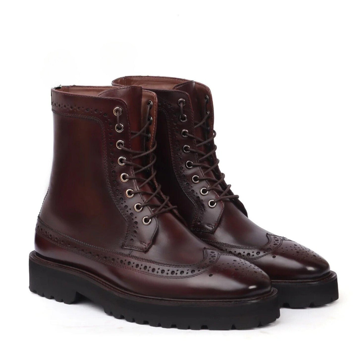 noirtide Handmade Custom Oxblood Calf Leather Mens Boot