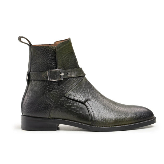 noirtide Handmade, Custom Snake Pattern Leather Men Jodhpur Boots