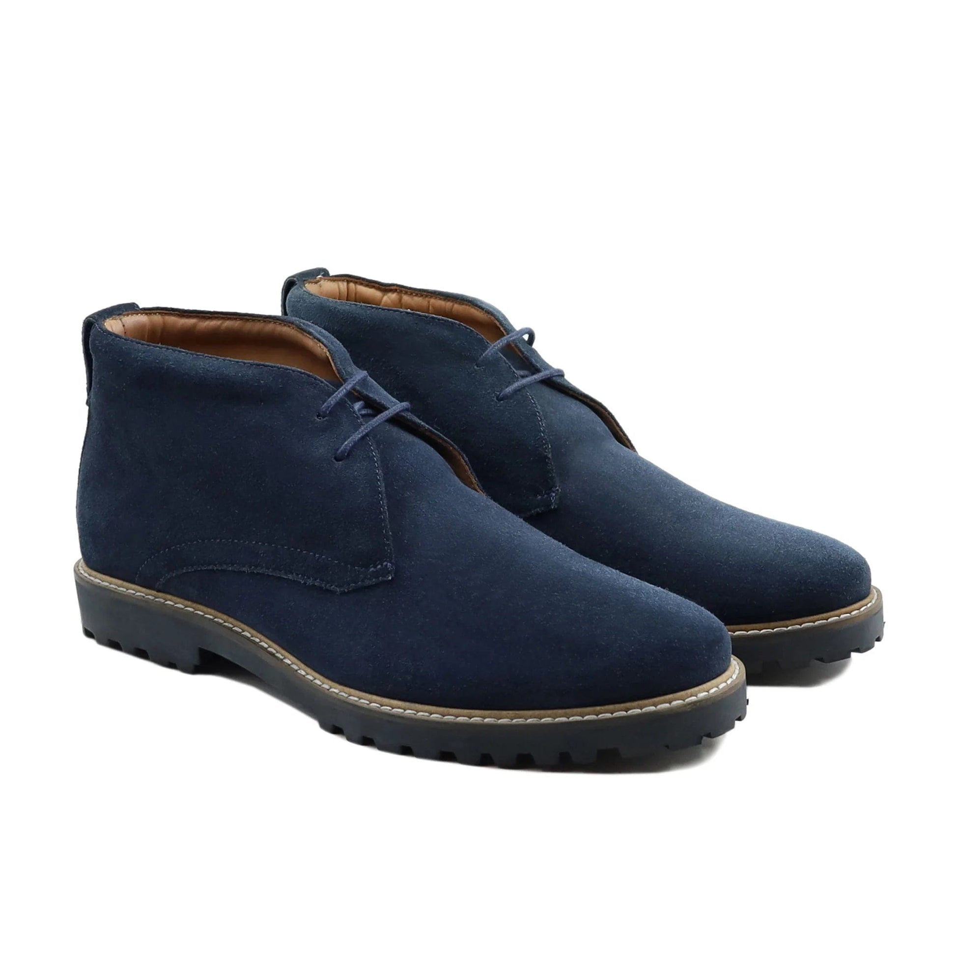 noirtide Handmade Custom Suede Leather Blue Dress Chukka Boots For Men